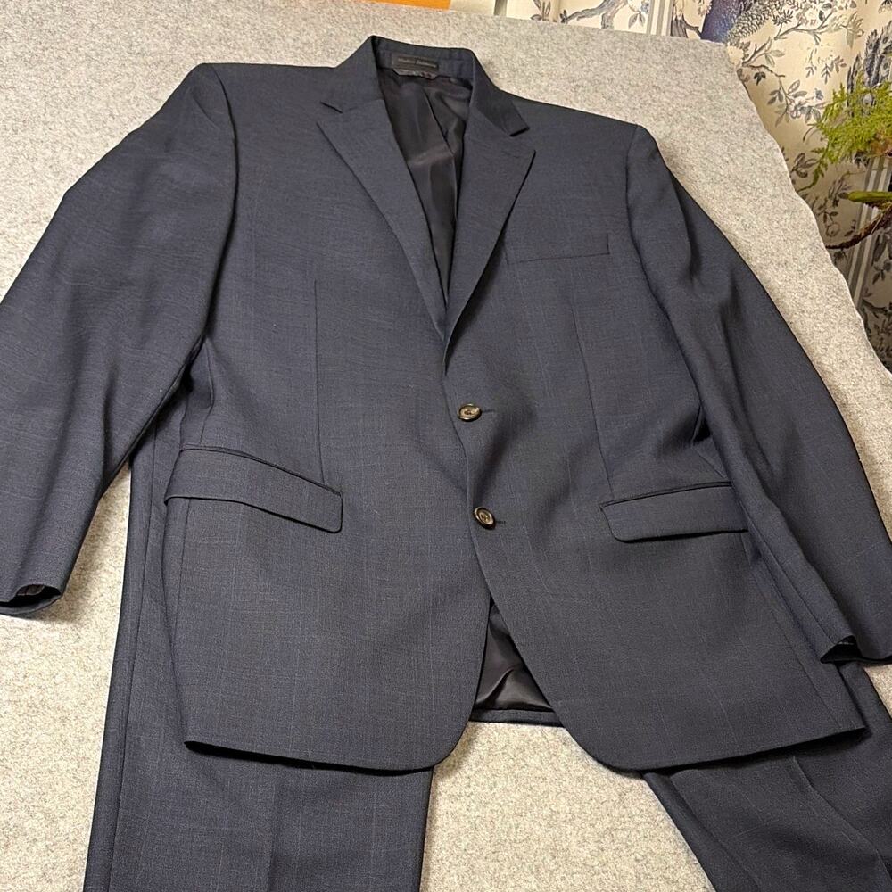 Lauren Ralph Lauren Men's blue gray Wool 2-Piece Suit 42L Big & Tall Flat Front